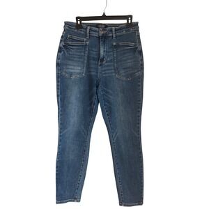 Judy Blue Relaxed Skinny Jeans Dark Wash Patch Pockets Size 13/31 JB88687 DK